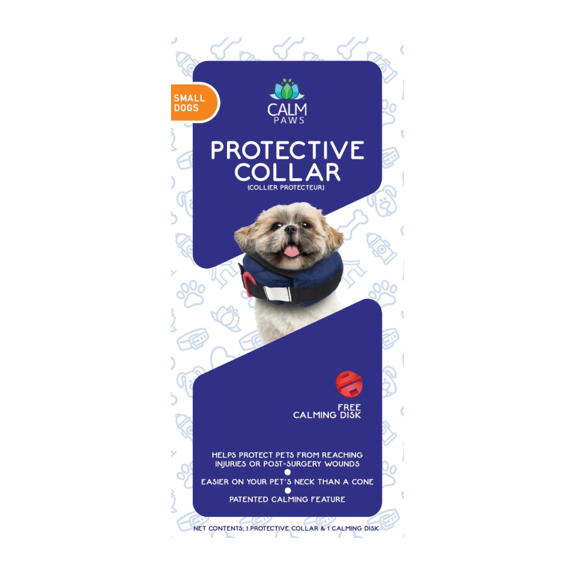Collar inflable protector Calm Paws con disco calmante para perros (pequeño)